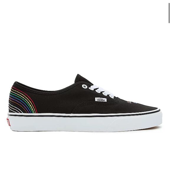 NEW Vans Womens Authentic Pride Rainbow Black Low Top Lace Up Sneaker Shoes 13 - Picture 3 of 10